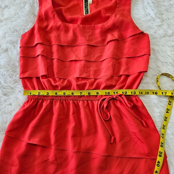Julian Taylor Women's Coral Scoop Neck Sleeveless Layered Mini Dress.‎ Size 8 - Picture 8 of 9